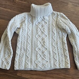 Paul James 100% Wool Cream Cable Knit Wool Sweater Large